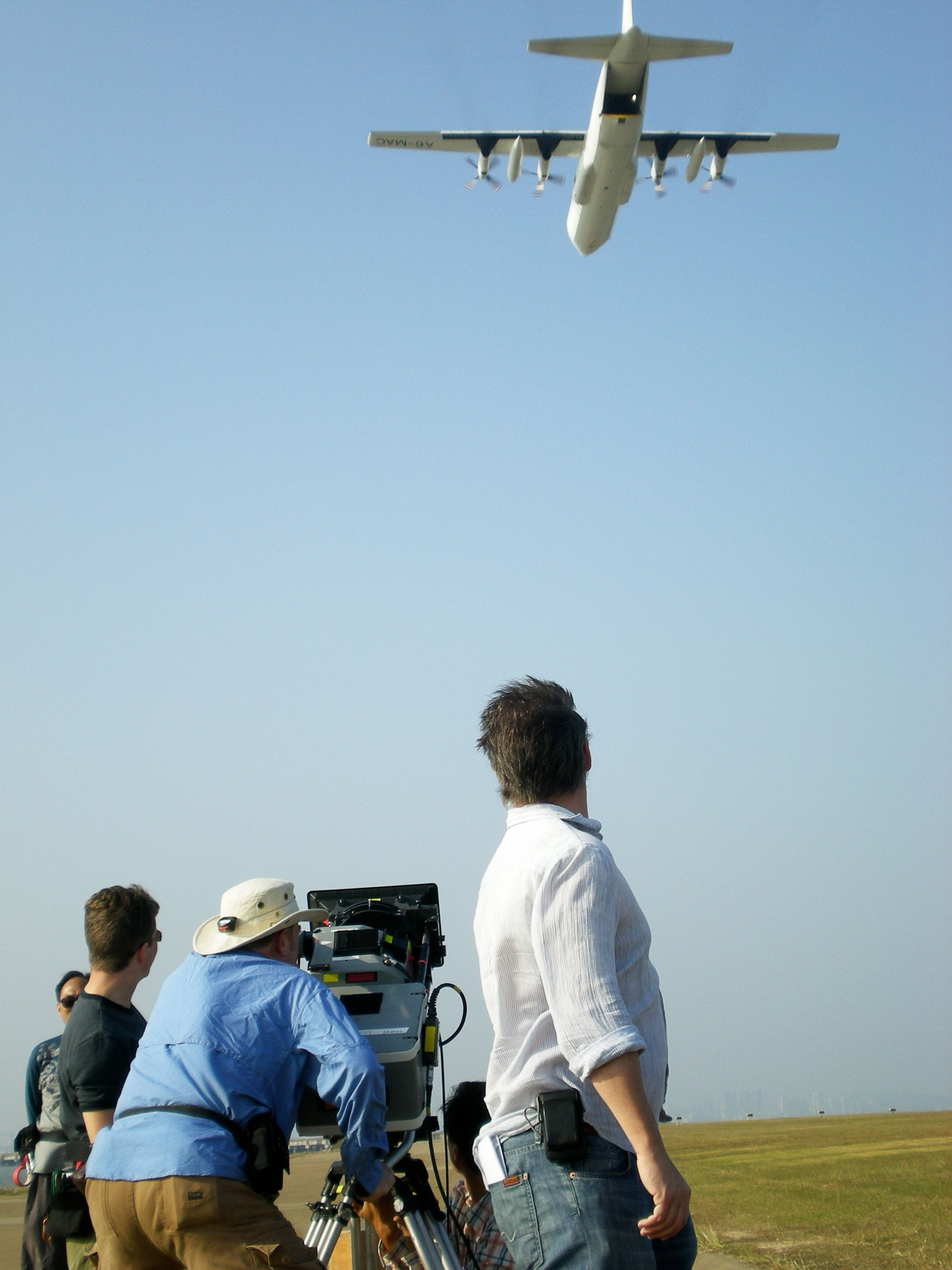 Craig Hosking directing second-unit camera feeds on set