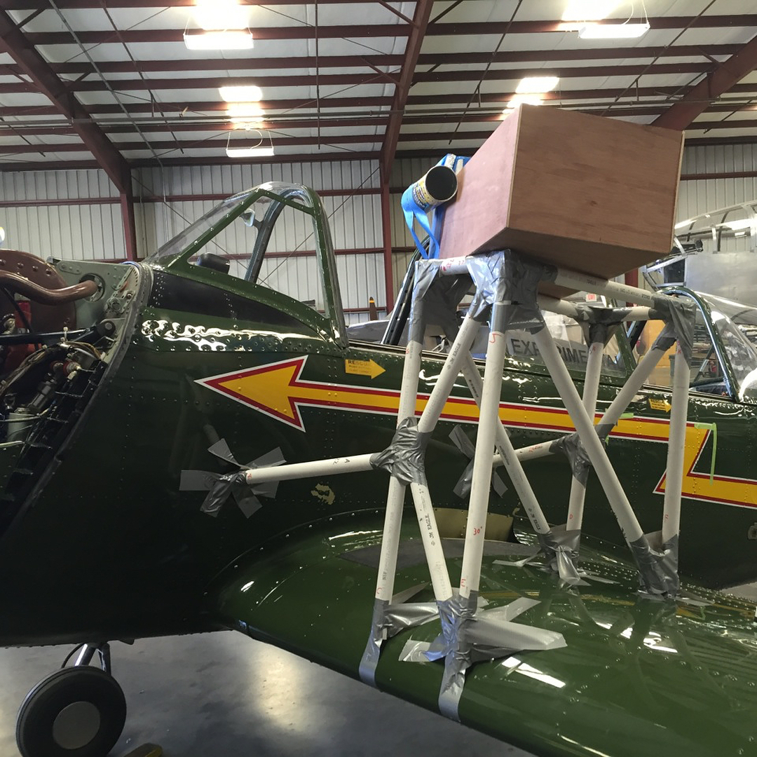 High-fidelity IMAX camera mount rig on Dunkirk Spitfire wing